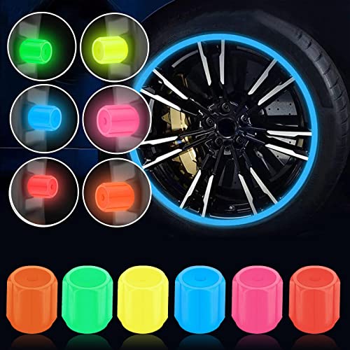 Universal Fluorescent Car Tire Valve Caps, Led Valve Stem Caps, Light Up Tire Valve Caps for Car, SUV, Motorcycles, Truck, Vehicle