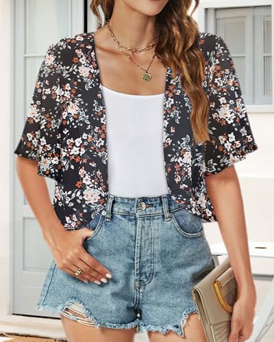 Image of ZNVGIRL Women Shrug Chiffon Cardigans Open Front Short Sleeve Bolero for Evening Dressy 2026