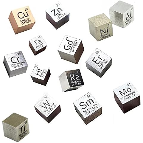 Yuhappy 10mm Cube Metal Elements Silver Indium Bismuth Nickel Carbon Titanium Gadolinium Copper Vanadium Iron Zinc Tin Tungsten Samarium (1pc Lead Cube) Cover