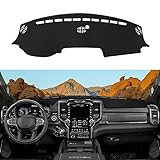Rilsen Dashboard Cover Mat Custom Fit for 2019-2023 2024 2025 2026 Dodge Ram 1500 2500 3500 Dash Cover Nonslip Flannel Dash Mat Protector Sunshade No Glare Black