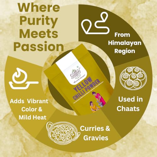 Image of Saatyaki Naturals Organic Himalayan Yellow Chilli Powder - 400gm | Pure, Freshly Grounded Spice for Cooking, Non-GMO, Gluten-Free - Perfect for Curries, Marinades, and Seasoning