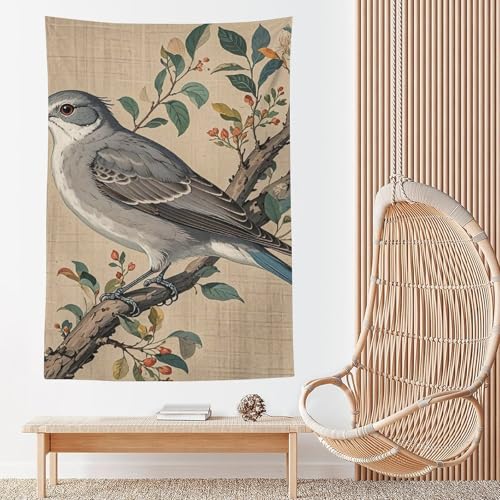 Tapisserie murale oiseau gris : sublimez votre salon style vintage