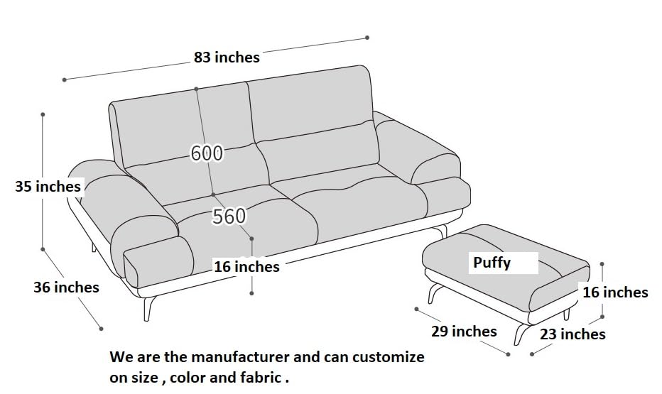 Image of Fabrique Wistorogic Leatherette 3 Seater Sofa Set with Puffy Moden Design White | Stylish Home Office & Living Room Furniture | Lightweight Design with Durable Stainless Steel Legs