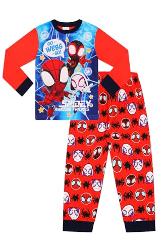 Spidey And His Amazing Friends Jungen Mädchen Pyjama-Set Spiderman Kinder PJ, rot, 5-6 Years
