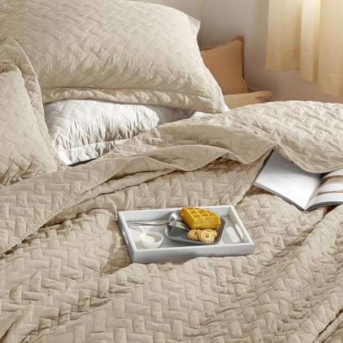 Image of Bedsure Quilts Twin Size - Lightweight Bedspreads Twin Size with Basket Weave Pattern, Soft Quilt Bedding Set, Hazel Comforter Set Coverlet for All Seasons with 1 Pillow Sham (68 inch x 86 inch)