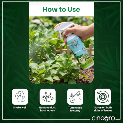 Image of Cinagro Neem Oil Spray (500ml, Ready-to-Use) Organic, Plant Protector, Removes Mealybugs, Fungus & Insect Control for All Plants, Indoor & Outdoor Use