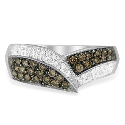 14K White Gold Treated Champagne Diamond Band (0.5 Cttw, Champagne Color, I1-I2 Clarity)