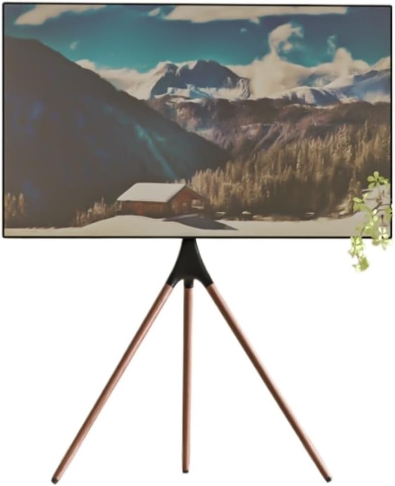 Tv Stand Bracket Portable TV Stand for 43 to 65 Inch Screen TVs TV Display Stand Height Adjustable Swivel and Wood Tripod Base Tv Stand Adjustable