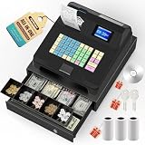Perfiware Cash Register with Checkport Cash Drawer and Fast Receipt Printer,New Model Cash Registers for Small Businesses with Dual Display,Oil-Proof Keyboard Caja Registradora for Mall
