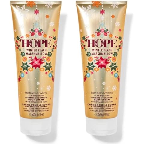 Bath and Body Works Gift Set of of 2 - 8 oz Body Cream - (Hope Winter Peach Marshmallow) Cover