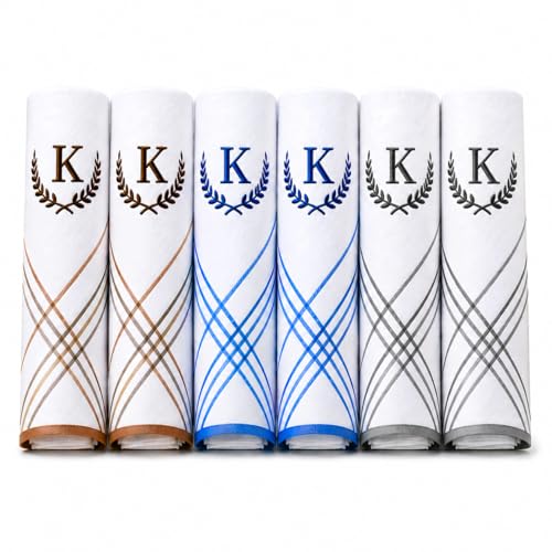 Image of ANTONIA Men's Initial Alphabet Handkerchiefs | Premium Cotton Personalized Hankies with Letter Embroidery (A-Z) | Soft, Absorbent & Reusable | Formal, Wedding & Gift Use | Pack of 6