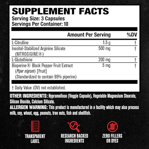 Image of Jacked Factory N.O. XT Nitric Oxide Supplements for Men w /Nitrosigine L Arginine L Citrulline Supplement for Muscle Pumps & Vascularity - Pre Workout Nitric Oxide Booster & Muscle Builder - 30 Caps