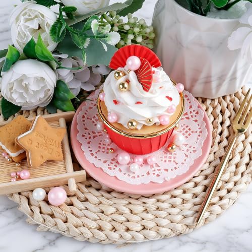 Image of Gold Pink and White Sprinkles for Cake Decorating, 130g /4.6oz Edible Pearl Sprinkles Mix, Sugar Candy Pearls for Baking, Cookie Decorations and Cupcake Toppings, Wedding Party Holiday Supplies