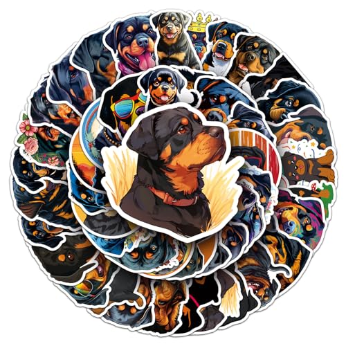 Lot de 50 autocollants Rottweiler chien pour voiture, ordinateur portable, téléphone, guitare,...