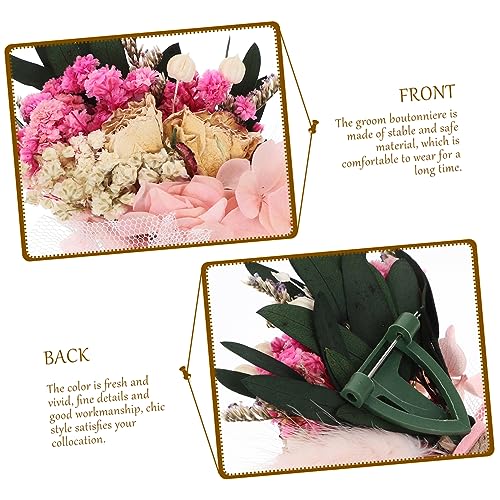 Boutonniere floral seco con hortensia y rosas miniatura 4