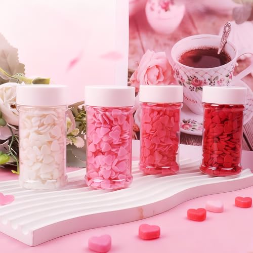 Image of Heart Sprinkles for Cake Decorating, 11.3oz Edible Red White Pink Sprinkles | 4 Colors Set for Valentines Mothers Day Baking Cupcakes Cookies