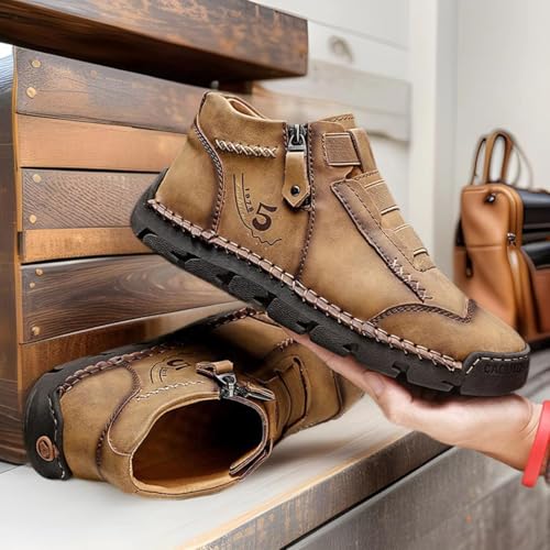 Matufit Shoes for Men, Men's Genuine Leather Waterproof Non-Slip Fashionable Orthopedic Shoes, Lightweight Loafers Mid Top4