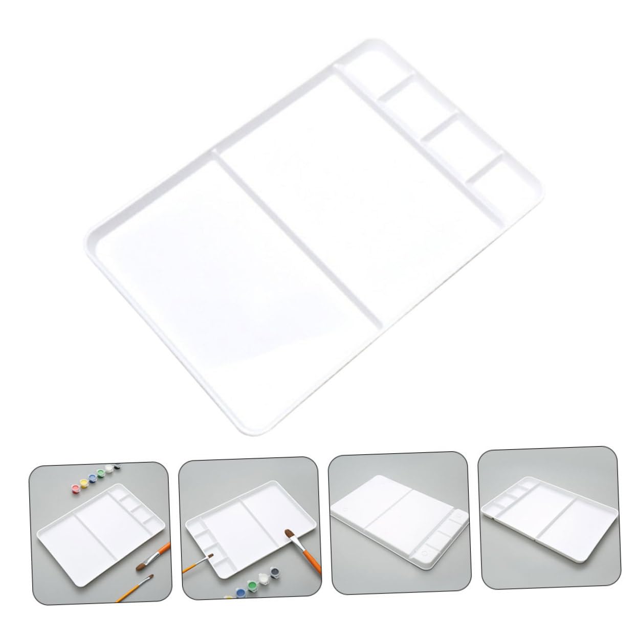 Palette de Peinture Plastique PP Blanche à Compartiments, pour Aquarelle
