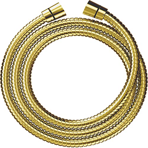 SparkPod Quick Install Shower Hose Replacement - 59 Inches Stainless Steel & Brass Connectors for No-Tools Installation - Extra Long Shower Hose Attachment for Handheld Shower Head (Egyptian Gold)