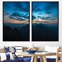 2 Piece Framed Canvas Wall Art Sunset in The Mountains Canvas Prints Home Artwork Decoration for Living Room,Bedroom - 16