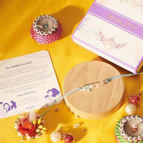 Image of Salty Rakhi for Brother & Bhaiya Bhabhi | Wrist Band Gift Pack for Sister, Bro, Bhaiya and Bhabhi | Bracelet for Men, Women | Fancy Jewellery Combo Gifts | Gift for Rakshabandhan | Traditional Rakhi Gift