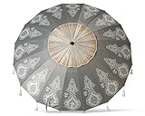 Atosa Strandschirm, Ø 180 bis 240 cm, aus Aluminium, Mandala-Design, LSF 50+, in den Farben Grau oder Weiß, grau, 240 cm, Sonnenblende