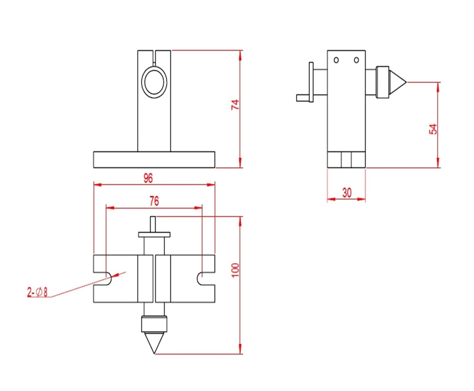 Aktywny konik Opcjonalna wysokość środka 44 mm 54 mm (Tailstock-44mm)