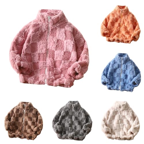 Girls Fleece Jacket Winter Stand-Up Collar Zip Up Warm Plush Coat Cute Casual Windproof Outwear with Pockets 2025
