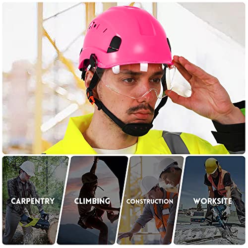 Smasys Safety Hard Hat Abs Helmet Adjustable With Visor 6-Point Suspension Perfect For Construction(Pink,Clear Visor) #TOP4