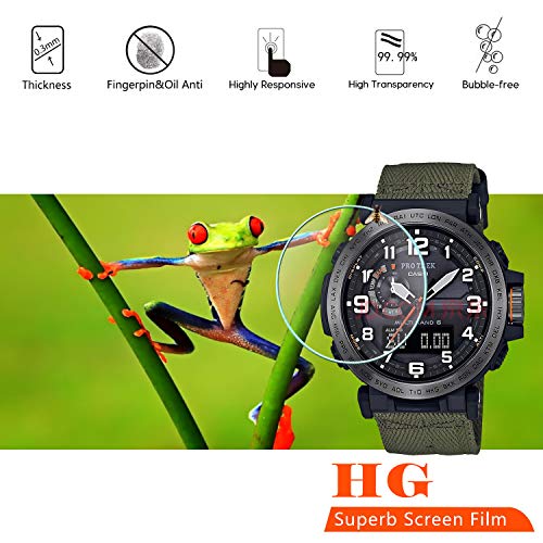 Beukei (3 Pack) Compatible for Casio PRG-600/650 / PRW-6600 Screen Protector Tempered Glass, (36 mm)，Anti Scratch, Bubble Free