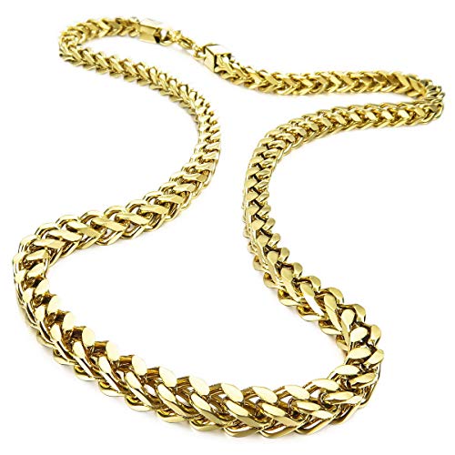 MunkiMix 6MM Larghezza Acciaio Inossidabile Resistente all'Acqua Catena Collana per Uomo Donne Ragazzi Ragazze Cubana di Spessore Metallo Coda Volpe Catene (Oro Colore, 550MM Lungo)
