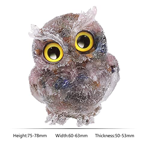 Nupuyai 3" 7 Chakra Stones Owl Bird Carved Crystal Animal Statue Ornament, Resin Chip Stones Pocket Figurine Energy Healing Home Office Decor - Image 2