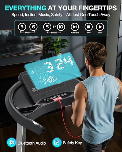 Image of WELLFIT 15% Auto Incline Foldable Treadmill, Heavy Duty Treadmills for Home | 400lbs Capacity, Voice Control, Bluetooth, Heart Rate Sensors,4.0HP Motor,Folding Running & Walking Pad for Seniors,Home Gym