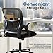 DUMOS Home Office Computer Chair - Ergonomic Mid Back Desk with Lumbar Support and Rocking Mode, Height Adjustable with Flip-up Armrest, for Conference Meeting Room, 360° Swivel, Adults, Black