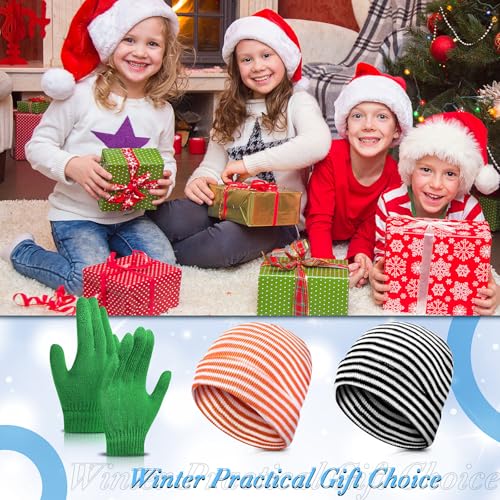 Image of Chuarry 144 Pcs / 72 Sets Kids Winter Hats and Gloves Bulk, Knit Hat Gloves Pack Unisex Winter Gift for Boys Girls Donation