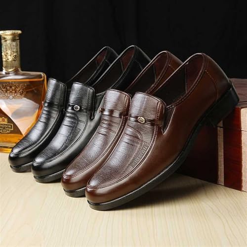 Oxford Shoes for Men Men's Formal Leather Shoes Spring Autumn Business Work Shoes, Round Toe Slip-On Design4
