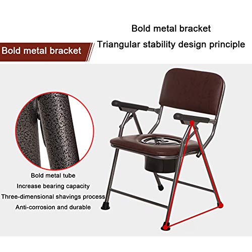 Silla de Inodoro para Baño Cómoda, Silla Multifuncional de Sofá con Cubeta/Tapa/Apoyabrazos/Respaldo Plegable para Ancianos miniatura 5