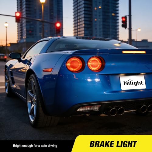 Image of Nilight Third Brake Light Tail High Mount 3rd Stop Lights Smoked Lens Compatible with Chevy Corvette C6 2005 2006 2007 2008 2009 2010 2011 2012 2013 Car Rear Center Cab Lamp