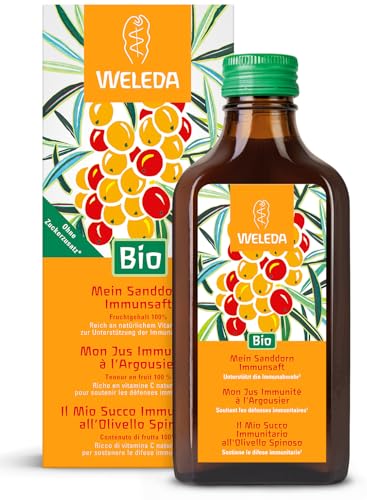 WELEDA Bio Sanddorn Immunsaft – natürliche Vitamin C Quelle zur Stärkung des Immunsystems - Bio Sanddornsaft ohne Zuckerzusatz vitalisiert gegen Müdigkeit & Erschöpfung (1 x 200 ml)