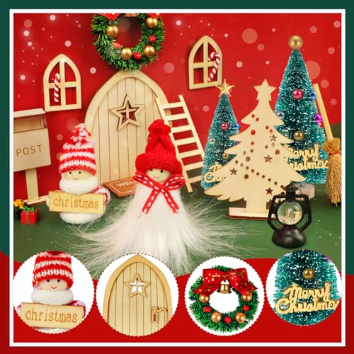 48 PCS Wichteltür Komplettset, Wichteltür Set Zubehör Weihnachten mit Baustelle, Weihnachtswichtel Set für Kinder Wichtel Deko Holz… – Ansicht 4