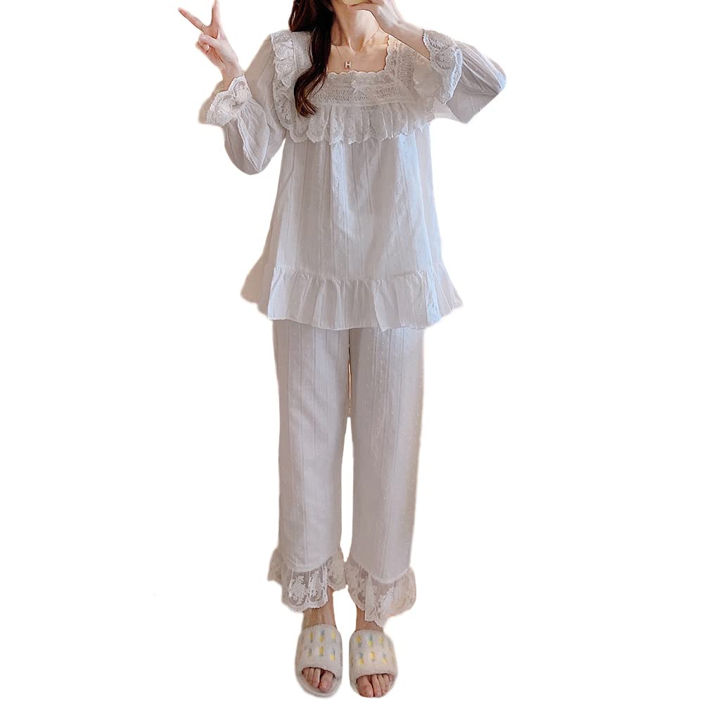 Camicia Da Notte Donna Vittoriana In Cotone | Lunga, Maniche A Palloncino, Avorio, Perfetta Per La Notte O Costume