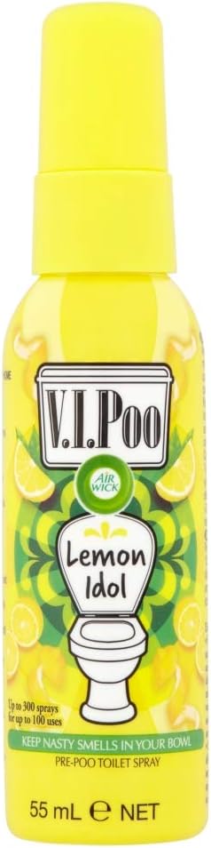 Air Wick VIPoo Toilet Spray Lemon Idol – 55ml Pre-Poo Spray, Odour Neutraliser for Bathroom Use, Discreet Fresh Scent, Up to 300 Sprays, Compact Bottle