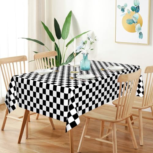 Image of Mulbozy 2 Pcs Checkered Tablecloth, Black and White Checkered Table Cloth