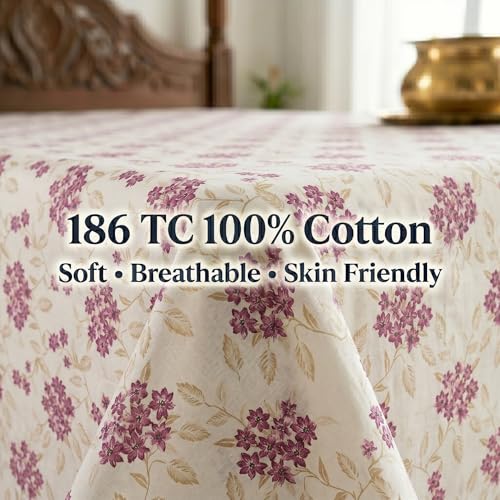 Image of Mafatlal 186 TC Grace Double Bed Sheet Pure Cotton | 90 x 100 Inches | 186 TC | Soft, Breathable & Smooth Fabric | Elegant Weave with 2 Pillow Covers | Diva Pink