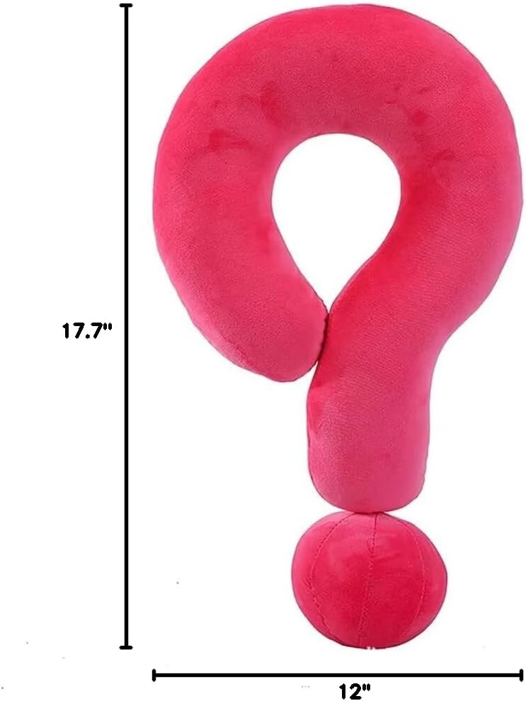 Funny Question Mark Shaped Pillows, 17.7" Soft Decorative Throw Pillows for Sofa Bedroom Office(Rose Red,45cm)