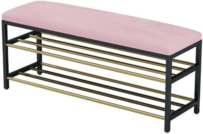 Free Standing Shoe Racks Shoe Closet Shoe Rack, Shoe Entry Bench, Metal Shoe Rack Bench, Organizer with 2 Tier Storage Organizer, Perfect for Entry Hallway Living Room (Color : A, Size : 100cm) (A