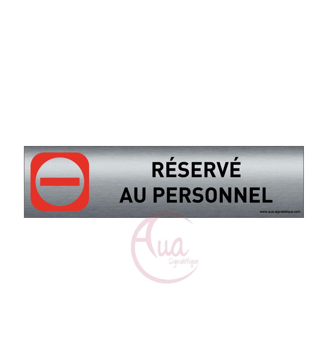 Plaque de porte aluminium brossé imprimé -Dimensions 200 x 50 mm, Double face adhésif au dos