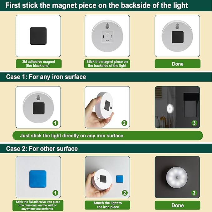 Image of White Motion Sensor Night Light for Home with USB Charging Battery Rechargeable Wireless Magnetic Self Adhesive LED Lamp for Wardrobe, Cabinet, Cupboard, Kitchen, Bedroom, Stairs Pack of 2