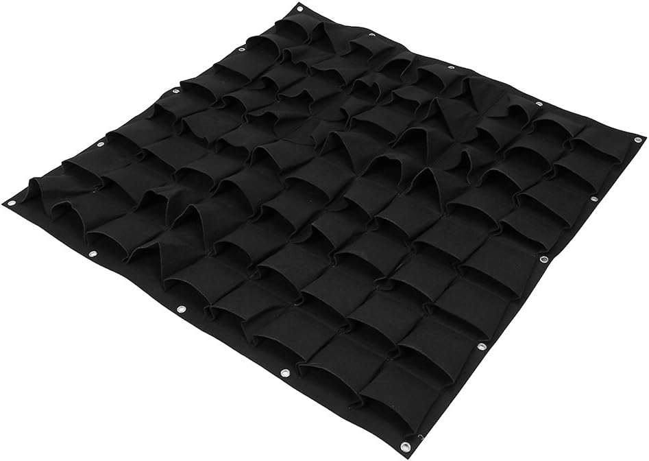 Grow Bags, 72 Pockets Wall Vertical Planting Bag Flower Hanging Felt Planter Bags for Garden Indoor Outdoor (Black)