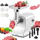 Huanyu Meat Grinder Electric 2800W Max Meats Mincer with Stainless Steel Blade&3 Plates, 3 Sausage Stuffers, Kubbe Kits Heavy Duty Food Grinding...